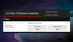 Dota 2: Esto ganarás por apostarle a Infamous Gaming contra Team Secret en casas de apuesta