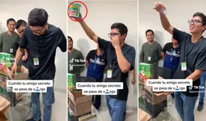 Joven recibe un bote de Ayudín en el intercambio navideño y su reacción se vuelve viral