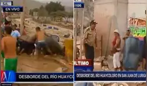 Policías se enfrentan a pobladores que buscaban recuperar objetos del huaico |VIDEO  