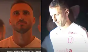 Calcaterra y Herrera fueron recibidos por curiosos cánticos de los hinchas en la Noche Crema