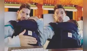 David Bisbal cumple teletrabajo con su hijo en brazos a consecuencia de cuarentena [VIDEO]