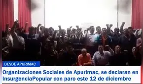 Apurímac se declara en insurgencia popular y convocan a paro indefinido para el 12 de diciembre