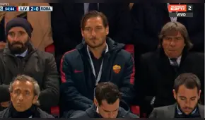 Liverpool vs. Roma: el rostro de impotencia de Totti al presenciar goleada de los 'Reds' [VIDEO]
