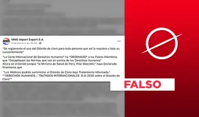 No, Pilar Mazzetti no avaló el uso de dióxido de cloro ni este es respaldado por órganos de DD. HH.