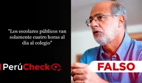 Es falso que los estudiantes de colegios estatales solo “asisten cuatro horas al día”, como afirmó Daniel Abugattás