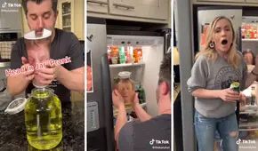 Usa truco para simular cabeza dentro de un frasco y asustar a su esposa