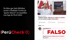 Es falso que Inés Melchor acusó a Vladimir Cerrón de “gastar dinero” en zapatillas con logo de Perú Libre