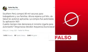 Es falso que Southern Perú “compró 80.000 vacunas”
