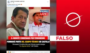 Es falso que Osmán Morote forme parte del equipo técnico de Pedro Castillo