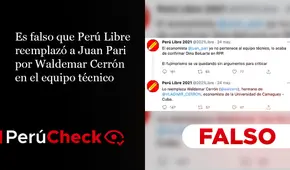 Es falso que Perú Libre reemplazó a Juan Pari por Waldemar Cerrón en el equipo técnico