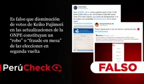 Es falso que disminución de votos de Fujimori en actualizaciones de la ONPE pruebe “robo” o “fraude” en elecciones