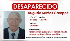 Canta: adulto mayor desaparece tras ir a votar en la segunda vuelta electoral Canta: adulto mayor desaparece tras ir a votar en la segunda vuelta electoral