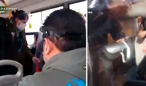 Cobradores de buses prestan protectores faciales a pasajeros durante operativos