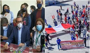 Lourdes Flores, Jorge del Castillo y Juan Sheput fueron recibidos con protestas en Arequipa