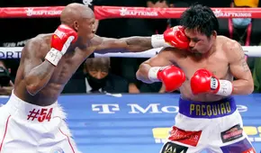 Después del combate: Manny Pacquiao es asistido por su esposa Jinkee para poder alimentarse