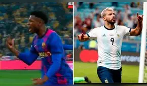 Ansu Fati celebra gol del FC Barcelona como el ‘Kun’ Agüero en apoyo por su estado de salud