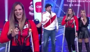 Alejandra Baigorria reaparece en Esto es guerra caminando en muletas