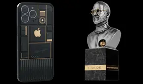 Lanzan costoso iPhone 13 de titanio y oro de 24 kilates que viene con busto de Steve Jobs