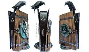 Fanático de Assassin’s Creed Valhalla crea carcasa de PS5 con temática del videojuego