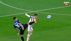 Embistió el ‘Toro’: Lautaro le concretó una fuerte patada a Locatelli durante el Juve-Inter