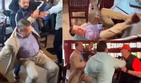 Alfredo Adame pelea con abogado en plena conferencia y termina en el suelo