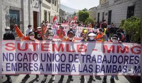 Arequipa: trabajadores de mina Las Bambas marchan y exigen volver a laborar 