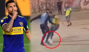 ¡Se picó y feo! Un futbolista callejero le metió 2 ‘caños’ a Tévez y este lo mandó al suelo