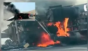 Tráiler se vuelca y termina ardiendo en llamas en Huarmey