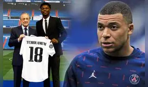 En la presentación de Tchouaméni: Florentino Pérez le lanza un ‘dardo’ a Kylian Mbappé