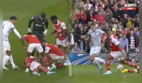 Gabriel Jesus recibió un codazo y quedó noqueado en el Arsenal vs. Liverpool