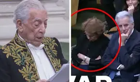 Patricia Llosa es captada durmiéndose durante discurso de Mario Vargas Llosa en Academia Francesa