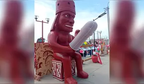 Trujillo: colocan preservativo gigante al huaco erótico para concientizar sobre su uso