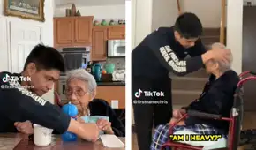 Joven lleva cuidando 7 años a su abuelita de 96 para evitar que la lleven a un asilo