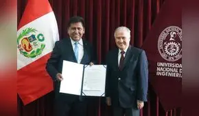 Gobernador de Puno, Richard Hancco, y rector de la UNI, Alfonso López Chau, suscribieron convenio interinstitucional