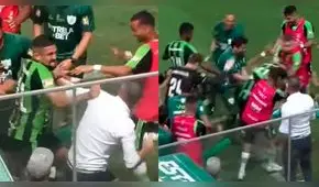 Festejo alocado: jugador marca de tiro libre, se agarra a golpes con el DT y termina 'apanado'