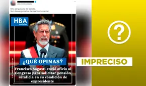 No, solicitud de pensión vitalicia de Sagasti no es reciente: data de 2021