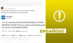 Es engañoso afirmar que la FDA desautorizó el uso de vacunas contra la COVID-19 de Pfizer y Moderna