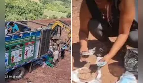 Madre arrojó pañal con S/4.700 escondidos y persiguió a camión de basura para recuperarlo, en Junín