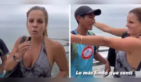 Alejandra Baigorria regala zapatillas a corredor que vino a concursar en la Maratón Lima 42k