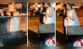 Recién casados se animan a comer anticuchos en plena vía pública y estallan las redes: "La indicada"