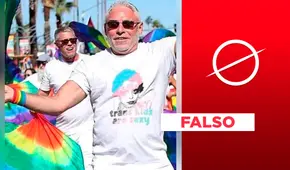 Foto de señor portando camiseta sobre “niños trans” es un montaje