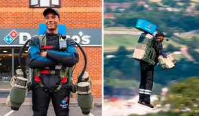 Delivery en los aires: Domino’s realizó su primera entrega de pizzas a sus clientes usando jetpacks