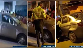 SJM: vecinos atacan vehículo de delincuentes tras capturarlos en una persecución