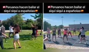 Peruanos la rompen enseñando los mejores pasos del ‘Siqui siqui’ a españolas: “Ritmo latino”