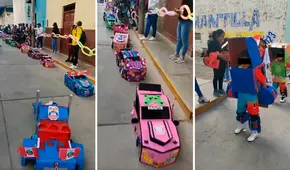 “Parece Cusco": decenas de niños encantan al desfilar disfrazados de Transformers en La Libertad