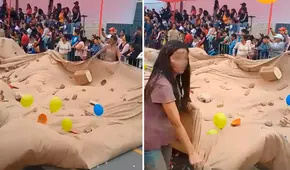 Escolares participan en desfile de Cieneguilla y recrean curiosa inundación: “Ahí viene el huaico”