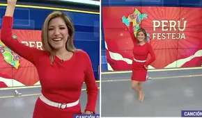 Fátima Aguilar sorprende y se saca los zapatos EN VIVO para bailar marinera por Fiestas Patrias