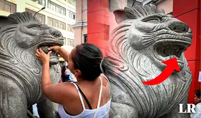 Denuncian que rompieron parte del monumento Los Leones del Barrio Chino tras reto viral