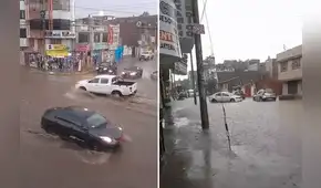 Torrenciales lluvias con granizo inundan calles de localidades de Huancayo Torrenciales lluvias con granizo inundan calles de localidades de Huancayo