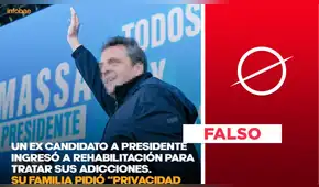No existen reportes de que Sergio Massa fuera internado “para tratar sus adicciones a las drogas” No existen reportes de que Sergio Massa fuera internado “para tratar sus adicciones a las drogas”